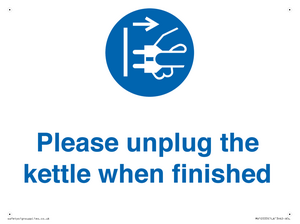 Please unplug the kettle when finished